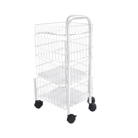 Livingandhome White Iron Wire Multi-Layer Rotating Trolley Rack for Kitchen, WM0416