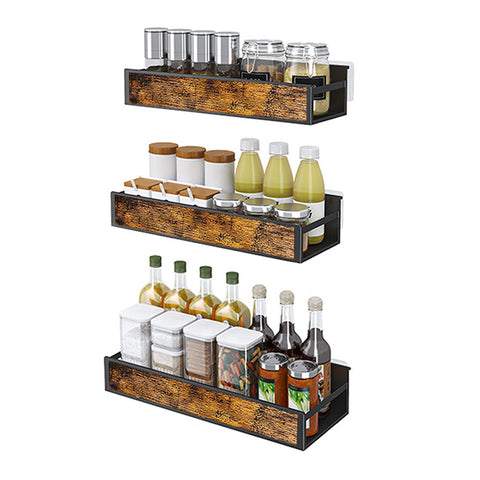 Lifeideas Industrial 3-Piece Wall Mount Spice Rack Organizer, KT0038