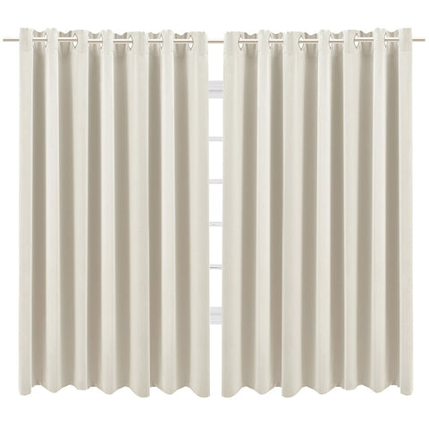 Solid Colour Grommet Top Polyester 100% Blackout Curtains Pair, LY0206 (Ver.2)