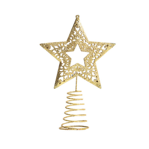 Livingandhome Christmas Tree Star Topper Golden Glitter Ornaments Home Party Decor, SC0110