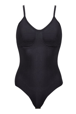 XXL-size Black Tummy Control Seamless Racerback Sculpting Shapewear Bodysuit Top, WO0262(Ver.2)