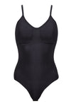 S-size Black Tummy Control Seamless Racerback Sculpting Shapewear Bodysuit Top, WO0258(Ver.2)