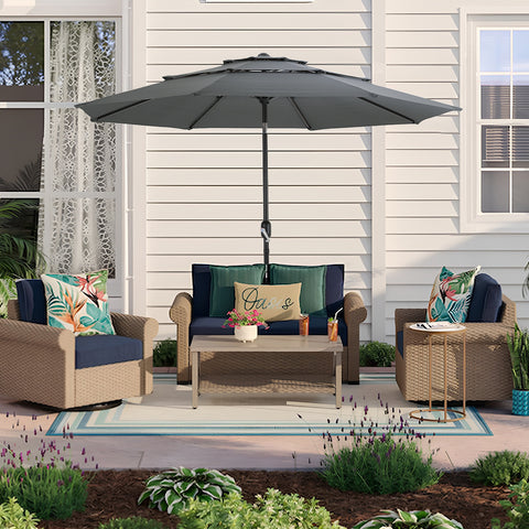 Outdoor 3-Tier Umbrella with Patio Umbrella Stand, LG1263LG1272