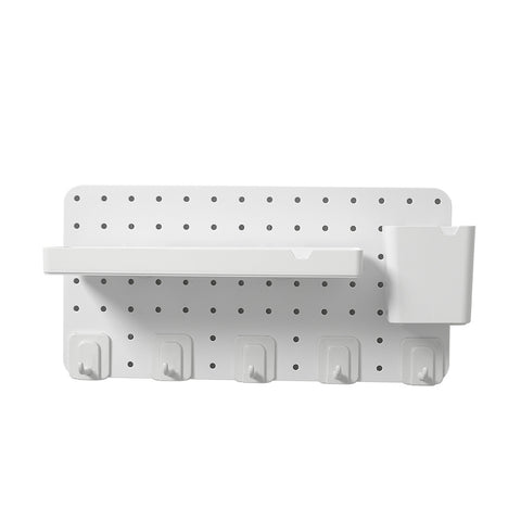 Livingandhome White Pegboard Wall Storage Rack, WZ0089