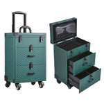 Sheonly Professional 3 in 1 Cosmetic Trolley Case Makeup Box on Wheels, DM0646