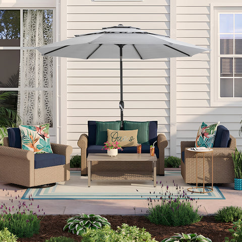 Outdoor 3-Tier Umbrella with HDPE Parasol Base, LG1262LG0533