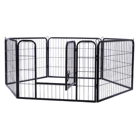 6 Panels Foldable Black Metal Pet Fence with Height Specifications for Outdoor and Indoor Use, MC0012