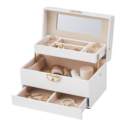 Lockable Jewellery Storage Box with Drawer, SO0035