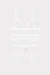 M White Fashionable Lace 3 Piece Lingerie Set, WO0314