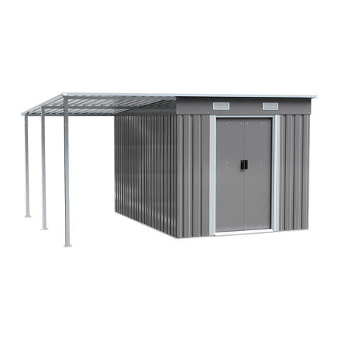 6X9FT Outdoor Metal Pent Roof Storage Shed with Lean-to, PM1303PM1304PM1305PM1306 (Ver.2)