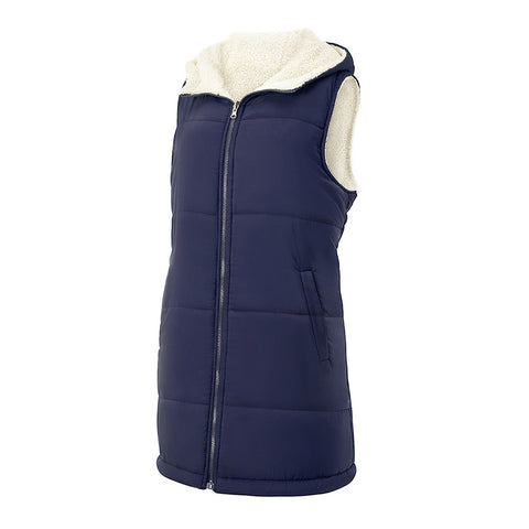 Reversible Mid-length Hooded Sleeveless Cotton Padded Vest for Casual Winter Style, WO0397 (Ver.2)