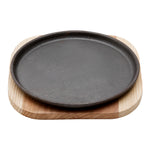 Black Cast Iron Pan with Wooden Tray, WB0141