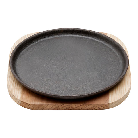 Black Cast Iron Pan with Wooden Tray, WB0141(Ver.2)