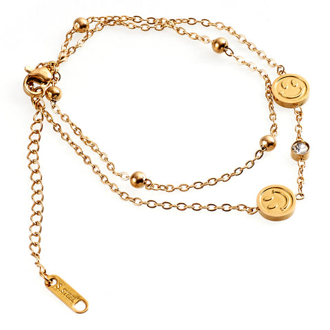 18K Gold Plated Adjustable Double Chain Bracelet, CA290015