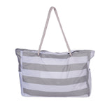 Grey Stripe Waterproof Large Tote Handbag for Beach, WO0211 (Ver.2)