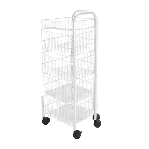 Livingandhome White Iron Wire Multi-Layer Rotating Trolley Rack for Kitchen, WM0417