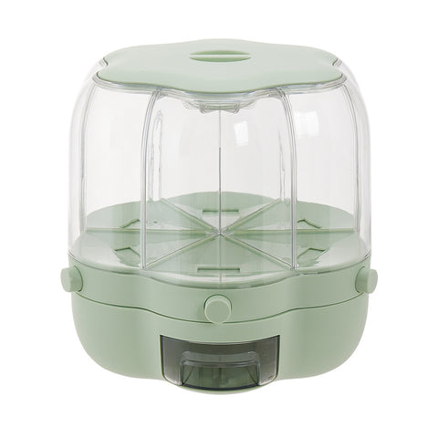 6 Grids Rotating Food Grain Storage Container for Kitchen Grains Beans Rice, KT0058