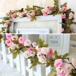 Livingandhome 7FT Light Pink Artificial Rose Vine Hanging Flower Garland, SP0177