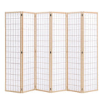 Livingandhome 6-Panel Solid Wood Folding Room Divider Screen Natural, XY0191