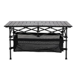 Livingandhome Aluminum Roll-Top Foldable Camp Table with Mesh Shelf, WB0044