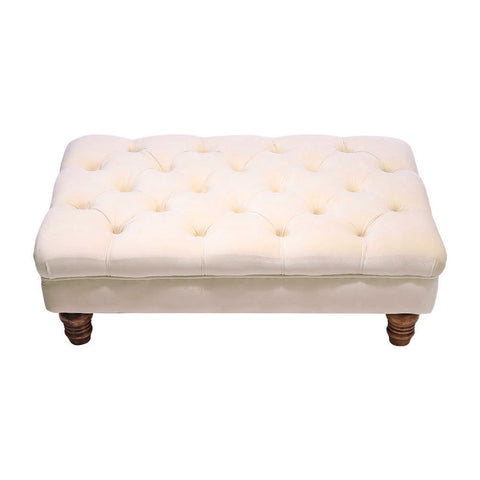 Livingandhome Buttoned Velvet Rectangular Ottoman Footstool with Gourd-shaped Legs, FA0554