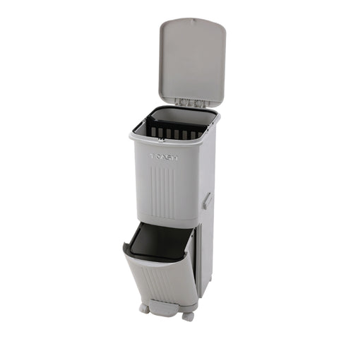 30L 2-Tier Dry Wet Separation Trash Bin with Dividers, WM0683