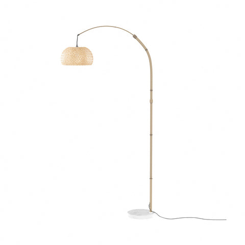 E27 1-Light Bamboo Lampshade Floor Lamp with Foot Switch, FI1200 (Ver.2)