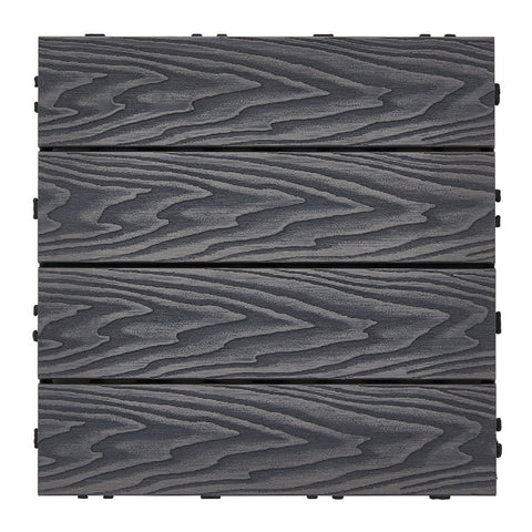 11Pcs Wood Grain Interlocking Deck Tiles Set, LG1482 (Ver.2)