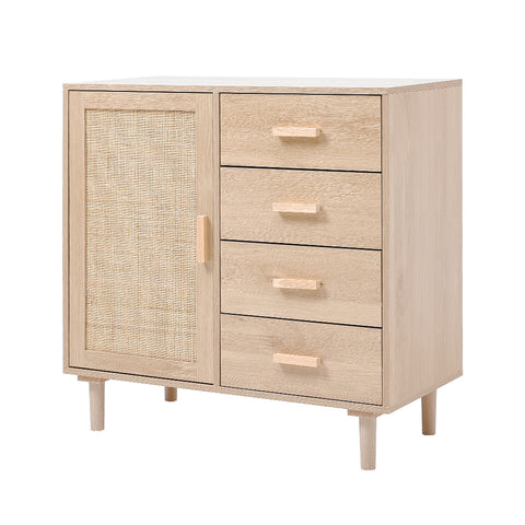 H&O Direct Wood and Rattan Accent Side Cabinet, JM2288