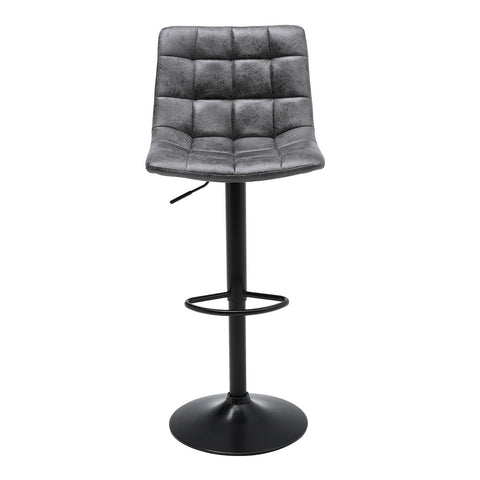 Livingandhome Grey Gas Lift Upholstered Swivel Bar Stool Set of 2, ZH1432