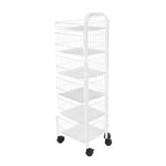 Livingandhome White Iron Wire Multi-Layer Rotating Trolley Rack for Kitchen, WM0418