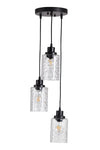 Black 3-Light Pendant Light with Wave Glass Lampshade, LG1394 (Ver.2)