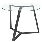 Livingandhome Round Coffee Table with Tempered Glass Top and Metal Base, ZH1183