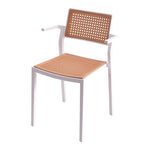 Pseudo-rattan PP Dining Chair Set of 4 with Armrest in White, XY0478(Ver.2)