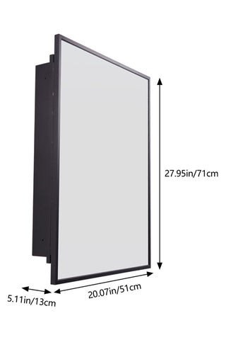 Black Wall-Mount Rectangular Bathroom Storage Mirror Cabinet, DM0923 (Ver.2)