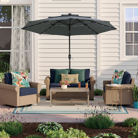 Outdoor 3-Tier Umbrella with Patio Umbrella Stand, LG1265LG1272