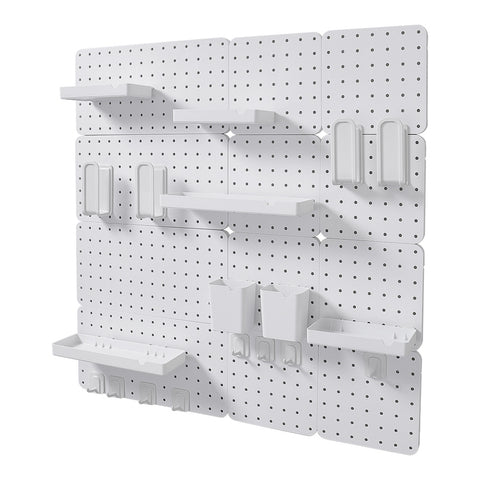 Livingandhome White Pegboard Wall Storage Rack, WZ0090