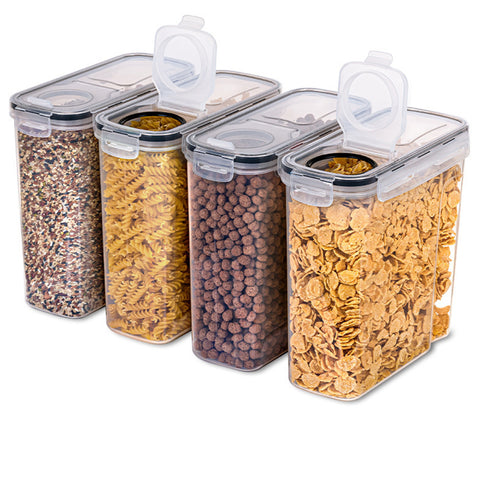 4Pcs 4L Plastic Dry Food Storage Container with Sealed Lid, CT0443 (Ver.2)