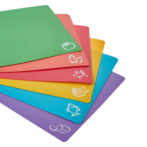 Livingandhome Set of 6 Flexible Cutting Mats with Food Icons, WZ0119