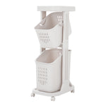 Livingandhome 3-Tier Storage Rack Laundry Basket with Wheels, WM0226