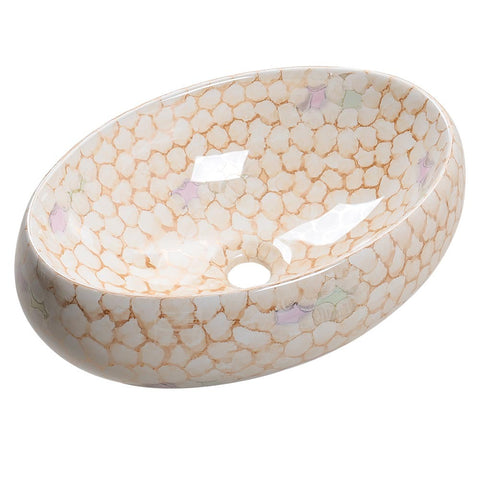 Modern Above Counter Oval Marble Bathroom Vessel Sink, DM0424