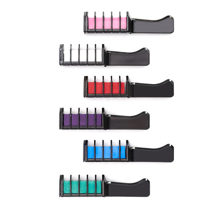 6 Colours Temporary Hair Chalk Comb, BU0367 (Ver.2)