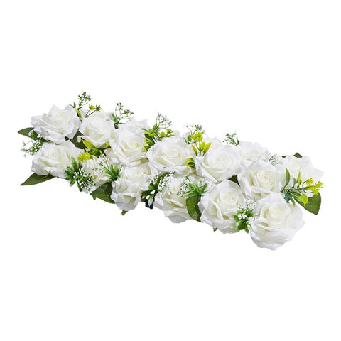 White Artificial Wedding Rose Flower Row, LY0152