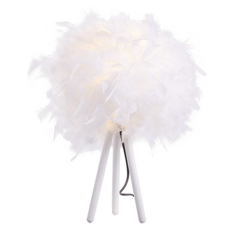 E27 White Feather Lampshade Tripod Table Lamp Fixtures Decor - Warm Light, SW0910 (Ver.2)