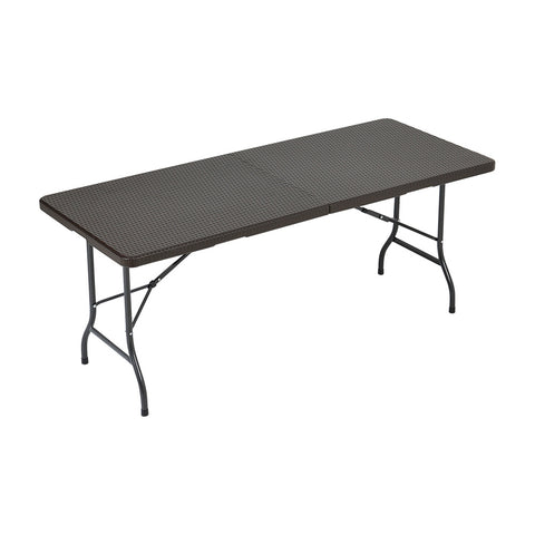 Livingandhome Outdoor Rattan Plastic Folding Table Black, AI1096