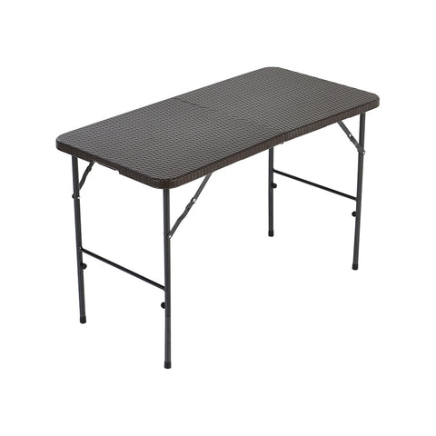 Livingandhome Rectangular Rattan Plastic Folding Table Black, AI1099