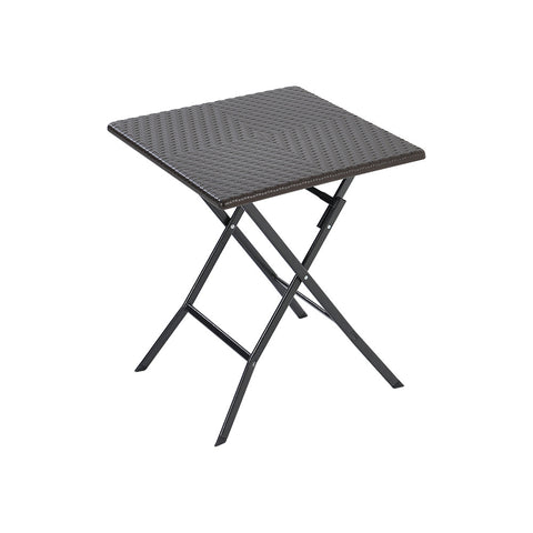 Livingandhome Square Rattan Folding Outdoor Bistro Table Black, AI1105