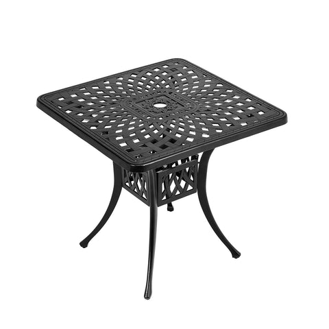 Livingandhome Cast Aluminum Square Outdoor Dining Table Black, AI1152