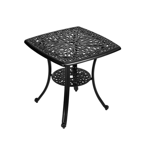 Livingandhome Square Cast Aluminum Outdoor Bistro Table Black, AI1153