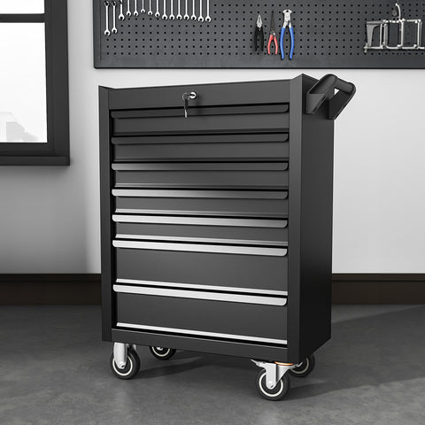 Livingandhome Lockable 7-Drawer Tool Trolley Rolling Cabinet, AI1156